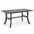 Gartentisch Esstisch 150 x 90 x 74 cm Aluminium rechteckig Anthrazit mit Lamellentischplatte und Schirmloch