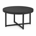 Runder Gartentisch Ø 120 x 75 cm HDPE Kunststoff pulverbeschichteter Stahl Lamellentischplatte Schwarz