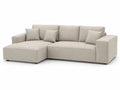 Modulares Ecksofa mit Ottomane links und 3 Zierkissen 260 x 160 x 85 cm Polyestergewebe Kiefernholz L Form Beige Schwarz