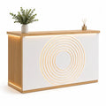 Empfangstheke Schreibtisch rechteckig aus MDF mit LED-Beleuchtung Eiche hell Weiß 160 x 50 x 105 cm