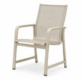 Gartenstuhl mit Armlehnen 58 x 66 x 96 cm aus pulverbeschichtetem Aluminium und PVC-beschichtetem Polyestergewebe Beige Taupe
