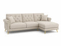 Modulares Ecksofa mit Recamiere rechts und 2 Kissen 245 x 160 x 82 cm Polyestergewebe Kiefernholz L Form Beige Goldfarben