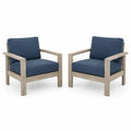 Garten Loungesessel 2er Set mit Kissen 75 x 78 x 78 cm aus Akazienholz und Polyester Natur Blau